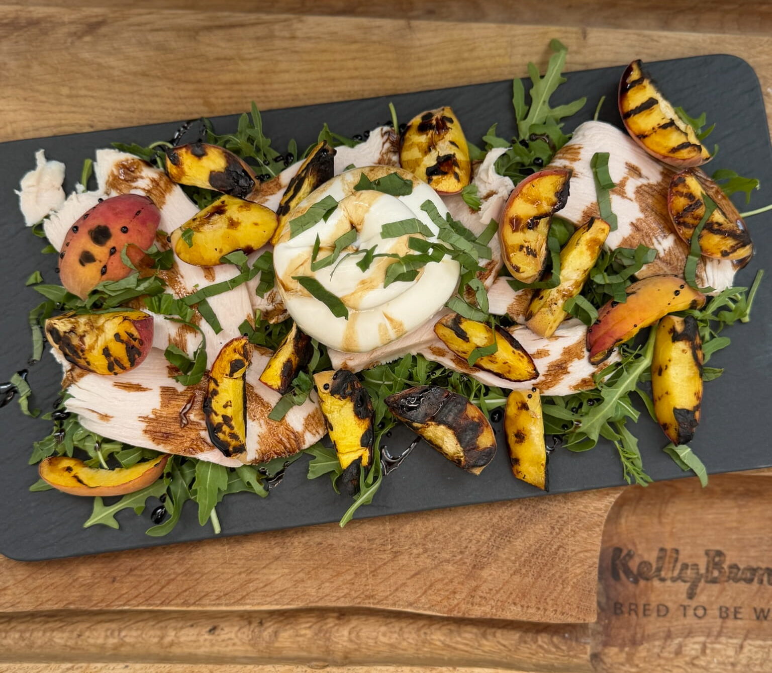 Turkey Ham, Peach & Burrata Salad